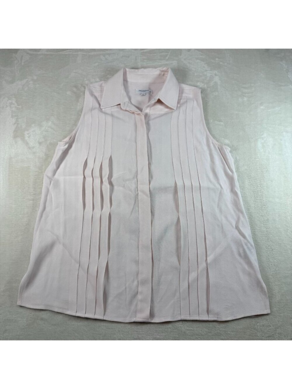 Equipment Femme Melisande Soft Pink Button Up Sleeveless Blouse Pintuck Womens S